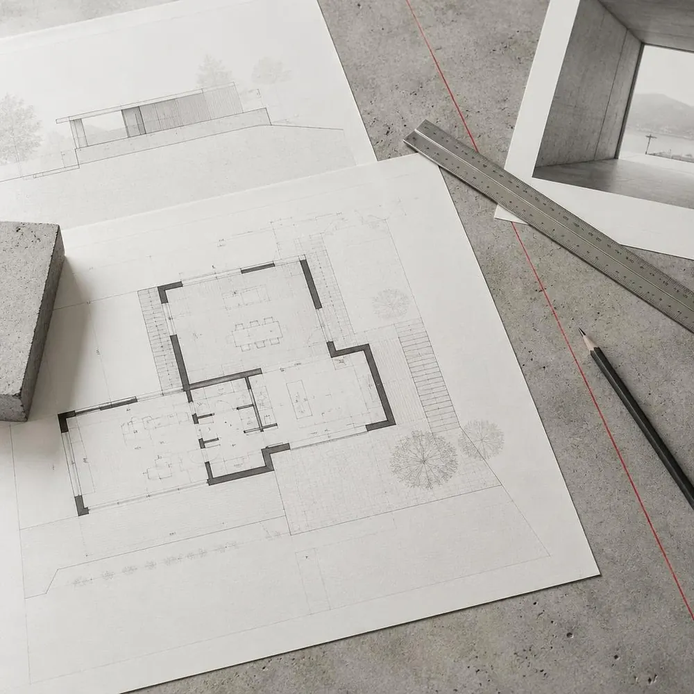 Architekturpläne und Werkzeuge